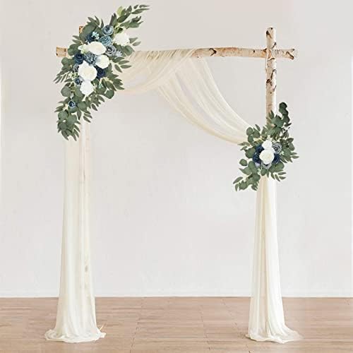 Artificial Wedding Arch Flowers Kit, 2 Pcs Garlands Silk Peony Flower Swag, Rustic Artificial Eucalyptus Greenery Floral Swag, Artificial Floral Garland Wreath for Wedding Ceremony Party(Champagne) - Image 4