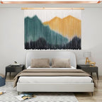 laddawan Extra Large Boho Wall Decor For Bedroom Macrame Wall Hanging Dip-Dyed Tapestry Modern Wooden Home Wall Art For Living room (Yellow) by laddawan