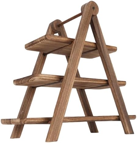 GLOGLOW Wood 3 Tier Serving Tray, Rectangle Wooden Farmhouse Cupcake Stand for Party Display and Organizing Fruits Cakes Snacks Kitchen Tools by GLOGLOW