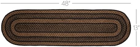 VHC Brands Farmhouse Primitive Jute Black Striped Oval Table Runner Decor 13"x48" - Image 3