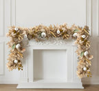 6.8ft Fall Garland Maple Leaf Autumn Thanksgiving Pumpkin Berry Garland, Christmas Halloween Mantle Fireplace Farmhouse Harvest Decorations for Home Outdoor Indoor(White) by Clycaloor
