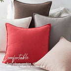 EMEMA Euro Sham Decorative Linen Throw Pillow Covers 24x24 Inch Red - Image 6