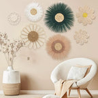 Chunful 7 Pcs Boho Wall Basket Decor Rattan Flower, Emerald Green - Image 5