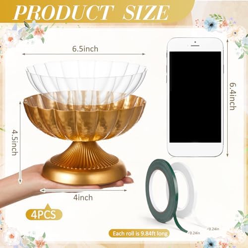 4 Pcs Metal Gold Compote Bowl for Centerpiece 7 Inch, Stylish - Image 3