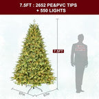 Treepool 7.5FT Prelit Artificial Christmas Tree, 2652PE/PVC Tips, 550Lights - Image 6