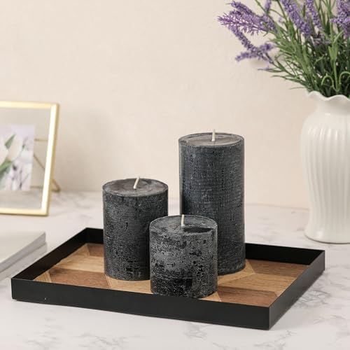 3x6 Inch Black Pillar Candles Set of 3 - Hand-Poured Unscented Candles, Long Clean Burning, Large Big Candle, Smokeless Dripless Candle for Dinner Table, Wedding, Home, Bathroom, Gothic Decor - Image 4
