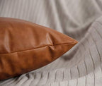 Faux Leather Throw Pillow Covers 20x20 inch Set of 2 Thick Cognac Brown Large Decorative Modern Boho Farmhouse Bedroom Living Room Square Cases for Couch Bed Sofa - Image 2