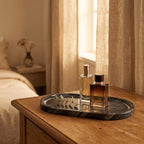 YKAJO Antique Wood Oval Marble Tray, 11.8x5.9 Vanity Perfume Organizer - Image 5