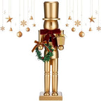 Blosssound 15" Gold Christmas Nutcracker Decor Neutral Figurine, Wreath by Blosssound