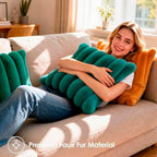 Faux Fur Decorative Throw Pillow Covers 20x20 Set of 2, Green - Image 2