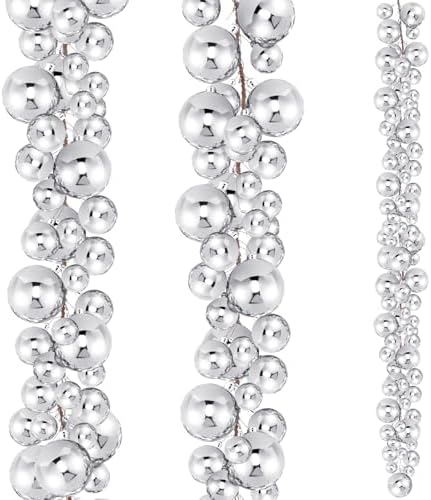 2 Pcs 6 ft Christmas Ball Ornament Garland, Silver by Yuxung