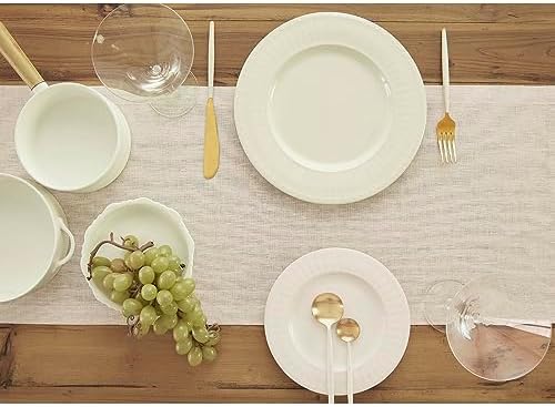 Solino Home 100% Pure Linen Table Runner Natural Long, Athena 14 x 144 in - Image 3