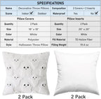 Halloween Throw Pillows with Inserts, 2 Pack 18" x 18" - Image 2
