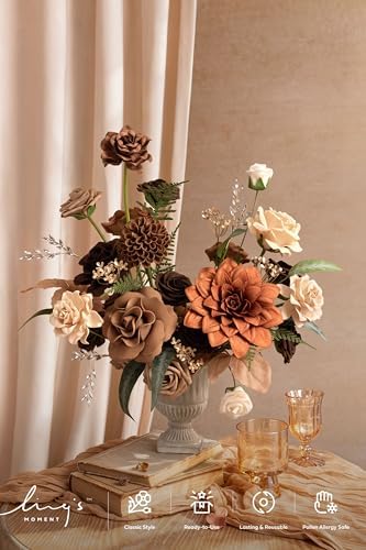 Ling's moment Artificial Wedding Fall Flowers Deluxe Combo, Walnut Brown - Image 2