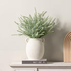 Dobbyby Ceramic Flower Vase 7.6 inch Farmhouse Rustic Vase Decorative Pottery Terracotta Vases for Home Decor Table Mantle Fireplace Living Room Bathroom Wedding Centerpiece (White-Upgraded) - Image 7