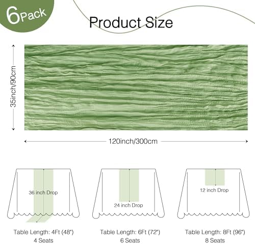 12 Pack Sage Green Cheesecloth Table Runner Boho Gauze Home Decor - Image 2