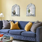 2 Set Vintage Candle Wall Sconce for Home Decor Living Room Bedroom Office Wood Antique Mirrored Victorian Mounted Candlestick Wall Holder Relief Hanging Decor -Silver 11.8in - Image 7