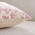 2 Pack French Floral Throw Pillow Covers 24x24in, Pink/Cream - Image 3