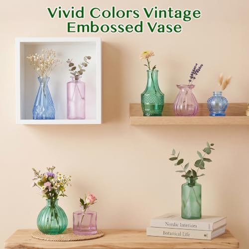 42 Pcs Vases Bulk Colored Glass Bud Vases Set, Assorted Vintage Bud Vases - Image 5