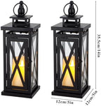 TRIROCKS Set of 2 Deacorative Candle Lantern 11'' High Metal Candle Holder Hanging Lanterns with Tempered Glass Perfect for Indoor Outdoor Home Decor Parties Garden Events Wedding (Black) - Image 6