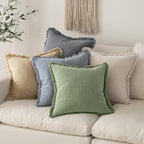 MIULEE Linen Fringe Decorative Euro Throw Pillow Covers Sage Green 24x24 - Image 6