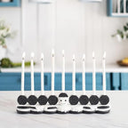 Rite Lite Hanukkah Cookies Menorah Adorable Chanukah Candle Holder Hand-Painted Resin Whimsical Smiley Face Jewish Holiday Party Decor Collectible Judaica Centerpiece Hanukkah Hostess Gifts 12" L - Image 7