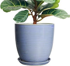 Ceramic Planter - Modern Round 12 Inch Pots for Plants with Drainage Hole and Plant Saucer for Flower Indoor, Garden Room Home Office House Decor, House Warming Gifts, Blue-Purple by EPFamily