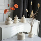 JOJUNO White Bud Vases, Small Ceramic Vase Set of 5 Modern Home Decor - Image 4
