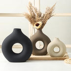 Vanselia Ceramic Vase Home Table Decor - Flower Vases Set of 3 Small Living Room Centerpiece Decorations for Shelf Bedroom Office Kitchen Dining Desk Modern Aesthetic Farmhouse Decorative (Classic) - Image 7