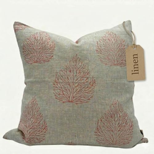 Decorative Pillow Cover French Country Pillow Cover Cottage Decor Floral Block Print, Farmhouse Decorative Cushion Cover, Spring Pillow Cover Line and Loop (Blush Pink) by LineandLoop