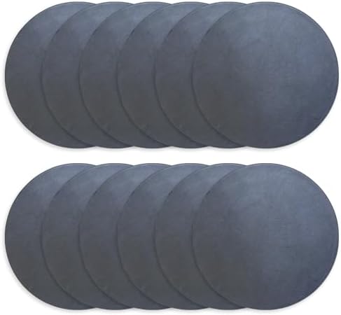 Morgan Faux Leather Set of 12 Placemats, 15" Round, Navy, Heat Resistant, Stain Resistant, Non-Slip, Reversible, Durable Table Mats for Kitchen, Dining Table, Indoor Washable Use - Image 3