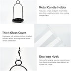 Glass Hurricane Candle Holder Decorative Black Metal Pillar Candle Lantern - Image 7