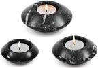 Tea Light Candle Holders Set of 3 – Handcrafted Natural Marble Tealight & Votive Holders in Graduated Sizes (4", 3.5", 3"), Decorative Stone Candle Holders for Home Décor & Table Centerpieces by ElysianMarble