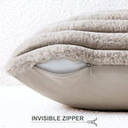 Pallene Faux Fur Decorative Throw Pillow Covers 12x20 Set of 2, Tan - Image 3