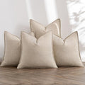 MIULEE Beige Boho Linen Decorative Pillow Covers 20x20 Inch Pack of 4 by MIULEE