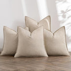 MIULEE Beige Boho Linen Decorative Pillow Covers 20x20 Inch Pack of 4 by MIULEE
