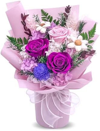 QOEAZY Flowers for Delivery, Preserved Flowers Bouquet with Gift Box, Rose Gifts for Women Mom Grandma by QOEAZY