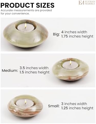 Tea Light Candle Holders Set of 3 – Handcrafted Natural Marble Tealight & Votive Holders in Graduated Sizes (4", 3.5", 3"), Decorative Stone Candle Holders for Home Décor & Table Centerpieces - Image 6