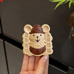 Hand-carved Sculptures, Chinese Zodiac Wooden Carvings, Hand-Carved Wood Sculptures for Home Decor & Gift(Rats) - Image 3