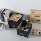 Soul & Lane - Black Stacking Storage Boxes with Label Holders, Set of 2 - Image 7