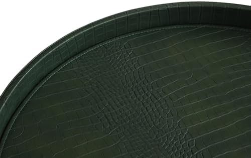 HofferRuffer Round Serving Tray 20'', Elegant Faux Leather Circle Ottoman Table Tray, Serve Tea Coffee Breakfast in Bedroom Living Room Kitchen(Green, 20") - Image 7