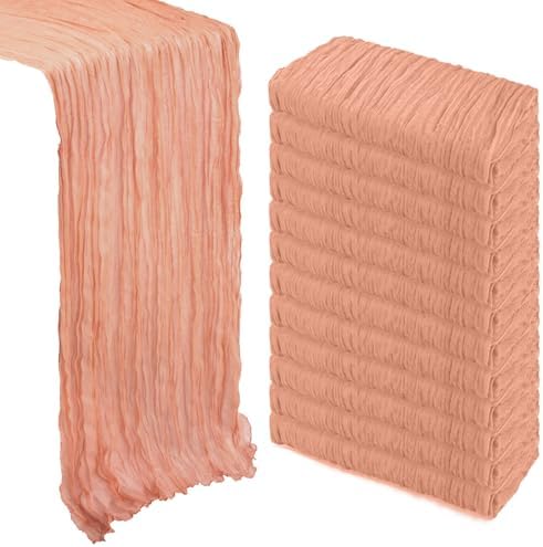 12 Pack 35 x 120 Inch Coral Table Runner Cheesecloth 10Ft by Heneger