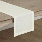 Solino Home 100% Linen Table Runner Ivory, Classic Hemstitch 14 x 72 in - Image 2