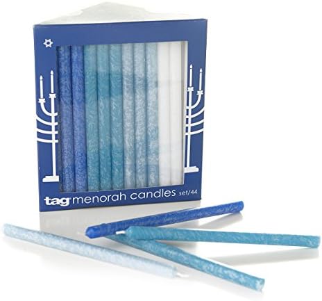 tag Chanukah Candles Box of 44 - Blue Taper Candles, Paraffin Wax, 5.5" H, 1 Hour Burn Time, Perfect for Hanukkah Celebrations Blue by tag