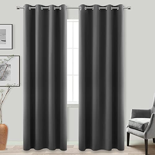KOUFALL Thick Blackout Curtains for Tall Living Room 2 Panels Set 90 Inches Long Room Darkening Heavy Deadening Sound Proof Curtain for Window Doorway,52x90 Length Charcoal Dark Grey by KOUFALL