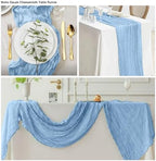 12 Pack Light Blue 10 Ft Cheesecloth Table Runner 20x120 Inch Boho Wrinkled Sheer Romantic Gauze Decor for Wedding, Bridal Shower, Birthday Party - Image 3