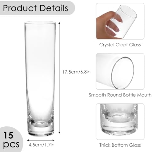 Fixwal 15 Pack Glass Cylinder Bud Flower Vases for Centerpieces - Image 3