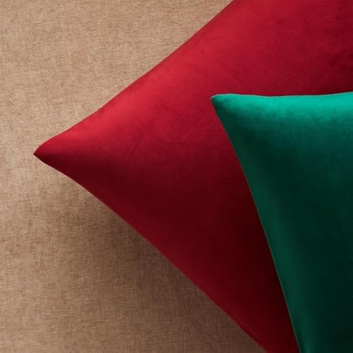 JUSPURBET 28x28 Euro Velvet Throw Pillow Covers Set of 2,Burgundy - Image 5