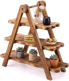 3 Tiered Serving Tray Wood Cupcake Display Stand, Wave Edge Rectangle by LOYIM