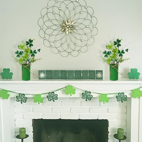 TORONTOKYO 6Pcs St Patricks Day Decorations Artificial Potted Plant Green Shamrock Stems Floral Picks Small Fake Plant for Home Party Table Centerpiece Decor - Image 5